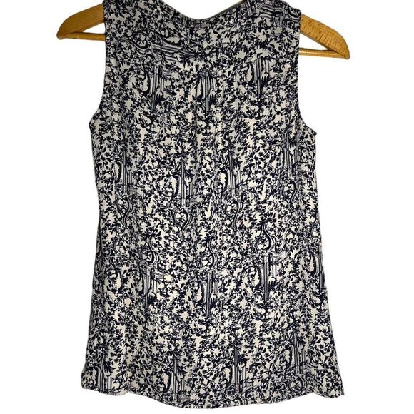 BANANA REPUBLIC Blouse, cream/navy print Size XS - Picture 2 of 6